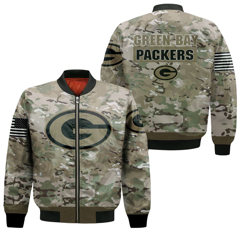 Green Bay Packers Camouflage Veteran 3d Jersey Bomber Jacket Green Bay Packers Camouflage Veteran 3d Jersey Bomber Jacket