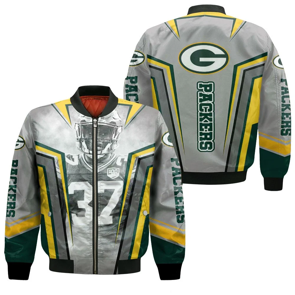 Green Bay Packers Josh Jackson 37 For Fans Bomber Jacket Green Bay Packers Josh Jackson 37 For Fans Bomber Jacket