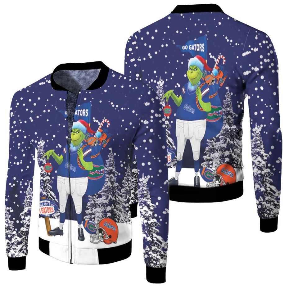 Grinch Florida Gators Christmas 3d Jersey Fleece Bomber Jacket Grinch Florida Gators Christmas 3d Jersey Fleece Bomber Jacket