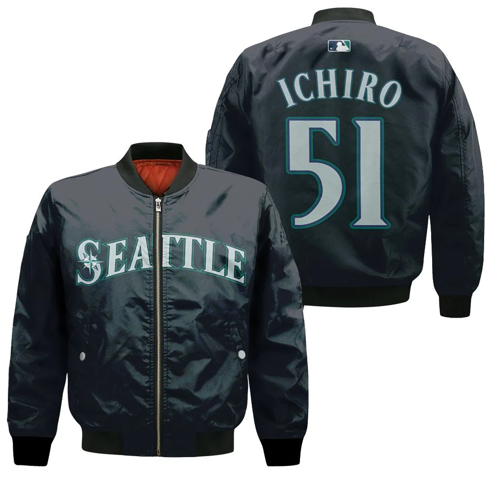 Ichiro Suzuki Seattle Mariners 2020 Majestic Navy Jersey Inspired Style Gift For Seattle Mariners Fans Bomber Jacket Ichiro Suzuki Seattle Mariners 2020 Majestic Navy Jersey Inspired Style Gift For Seattle Mariners Fans Bomber Jacket
