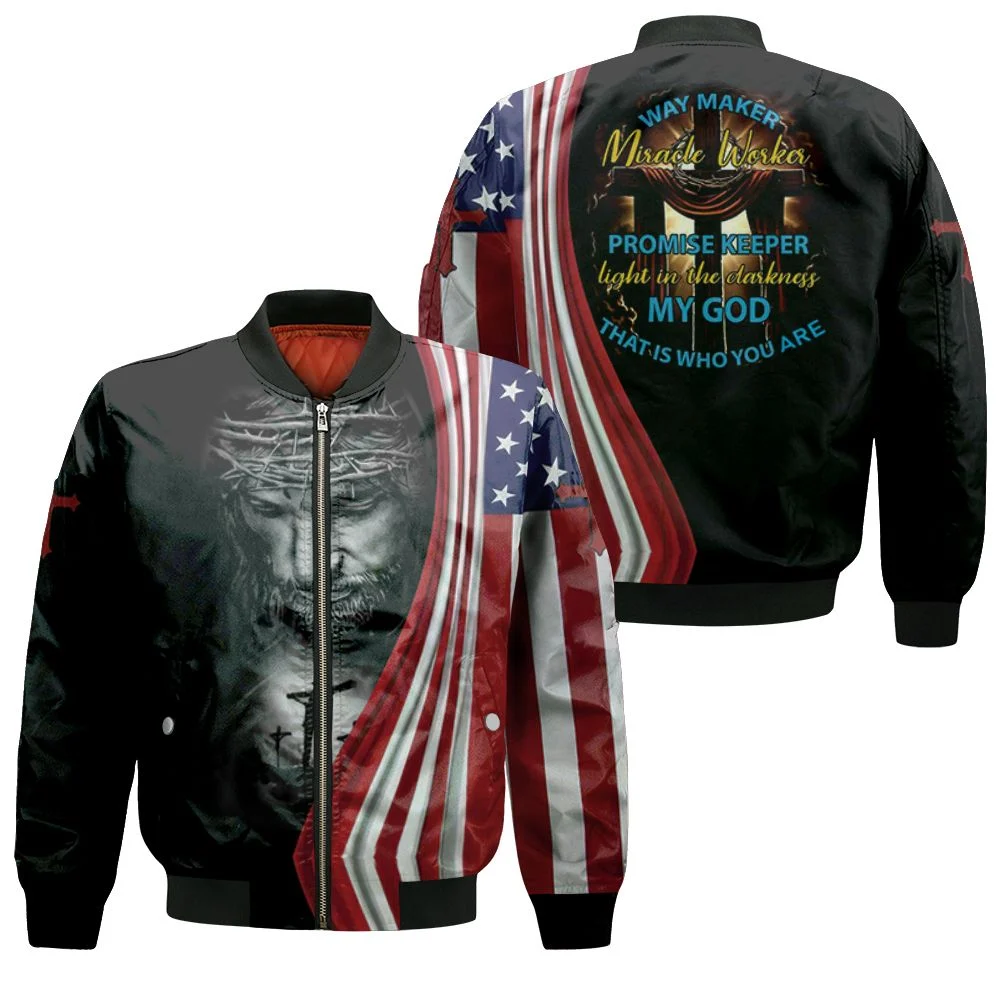 Jesus Way Maker Miracle Worker My God That Is Who You Are 3d Jersey Bomber Jacket Jesus Way Maker Miracle Worker My God That Is Who You Are 3d Jersey Bomber Jacket