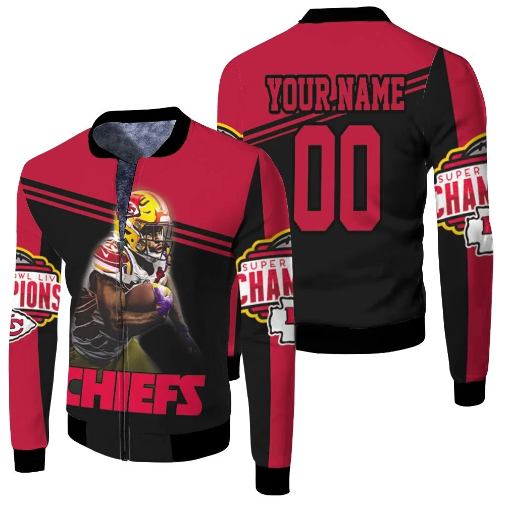 Kansas City Chiefs 26 Edwards Helaire Superbowl Champions Personalized Fleece Bomber Jacket Kansas City Chiefs 26 Edwards Helaire Superbowl Champions Personalized Fleece Bomber Jacket