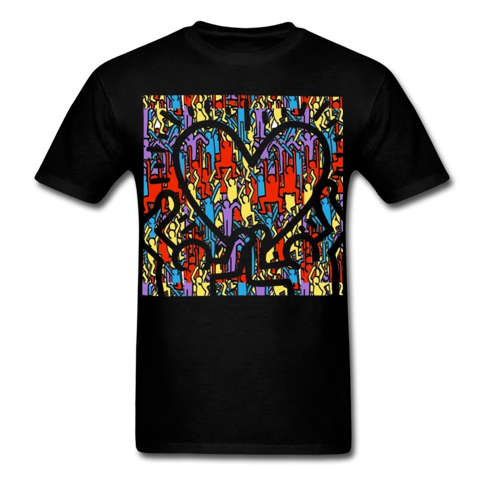 Keith Haring Heart People Graphic Street Art T-Shirt Keith Haring Heart People Graphic Street Art T-Shirt