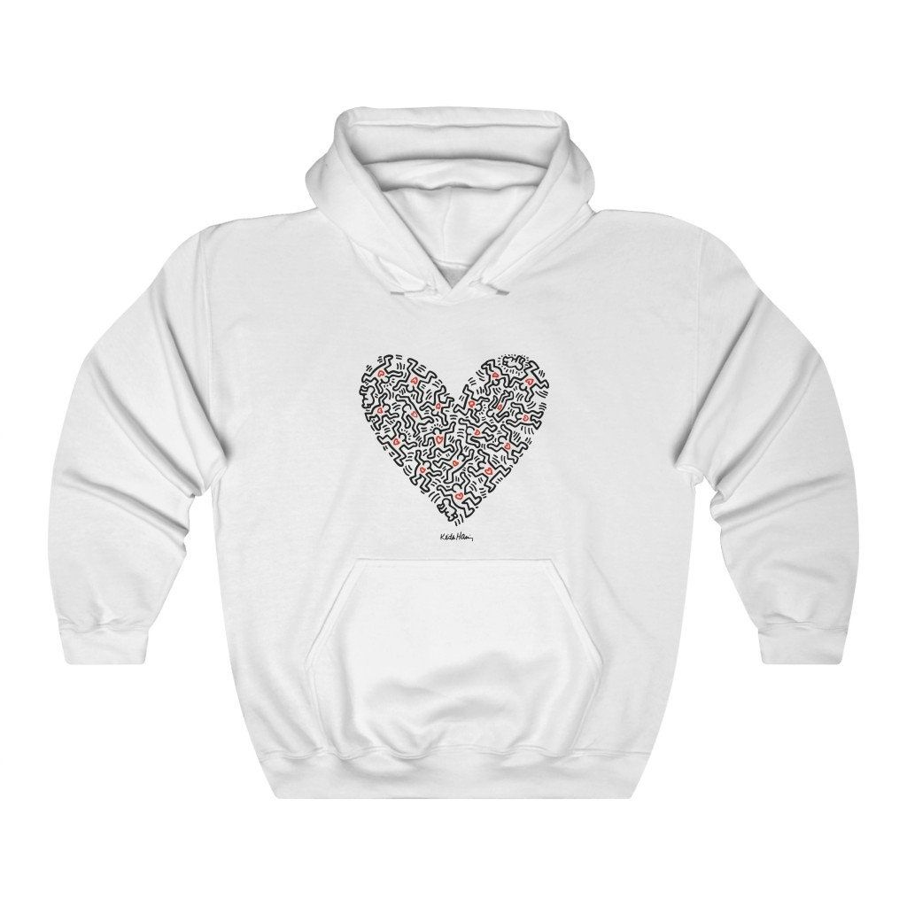 Keith Haring Heart Unisex Heavy Blend Hoodie Keith Haring Heart Unisex Heavy Blend Hoodie