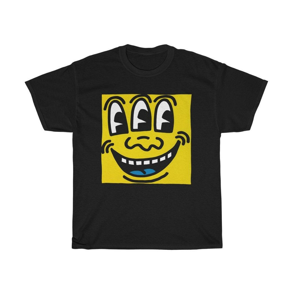 Keith Haring Smiley Face Mens Black T-Shirt Keith Haring Smiley Face Mens Black T-Shirt