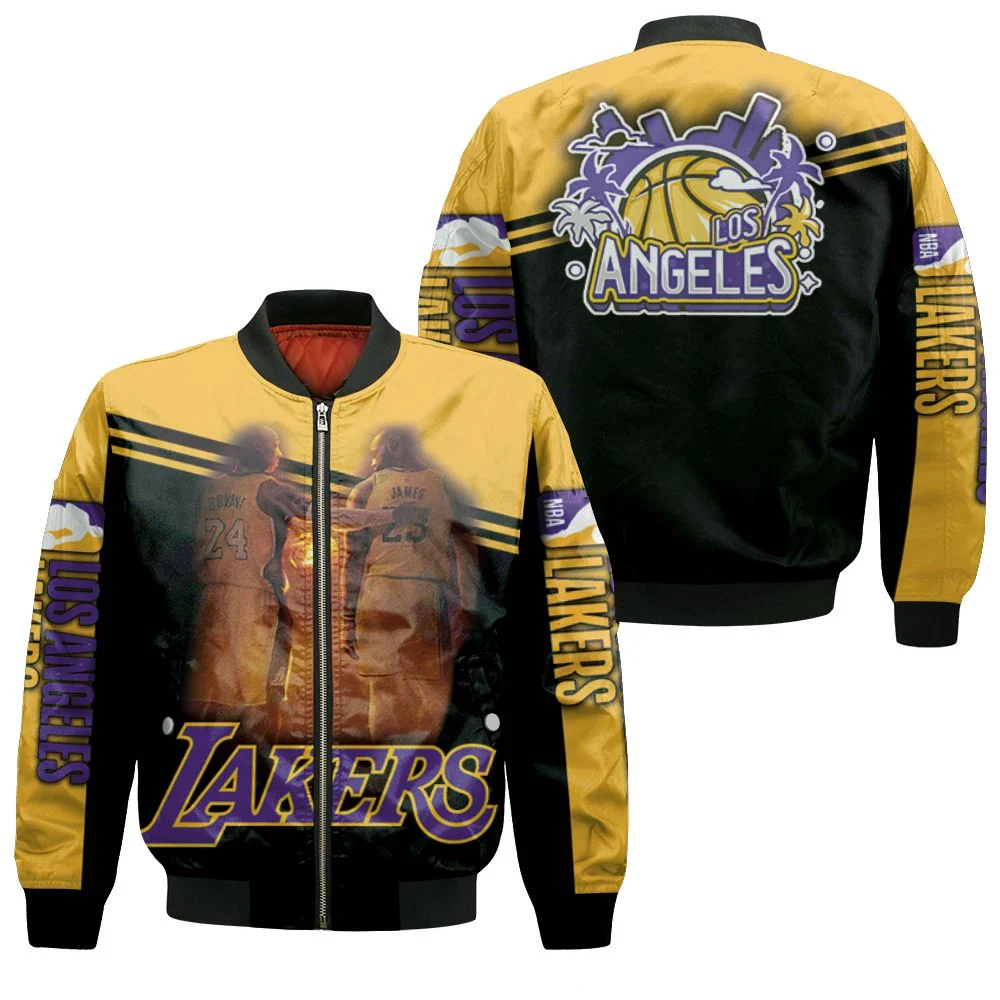 Kobe Bryant Lebron James Together Friends Los Angeles Lakers Legend 3d Printed For Fan Bomber Jacket Kobe Bryant Lebron James Together Friends Los Angeles Lakers Legend 3d Printed For Fan Bomber Jacket