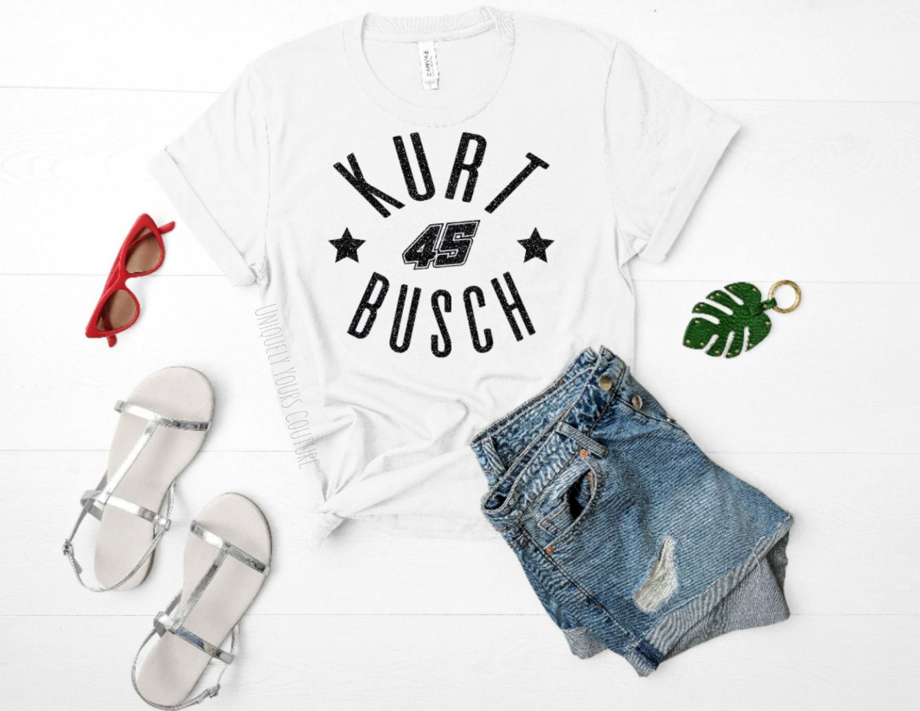 Kurt Busch 45 NASCAR Glitter Womens Tee Shirt Kurt Busch 45 NASCAR Glitter Womens Tee Shirt