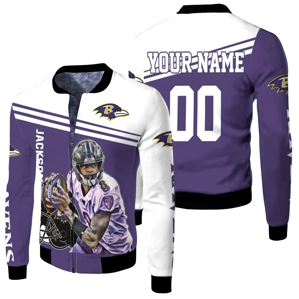 Lamar Jackson Baltimore Ravens 8 Legend 3d Personalized Fleece Bomber Jacket Lamar Jackson Baltimore Ravens 8 Legend 3d Personalized Fleece Bomber Jacket