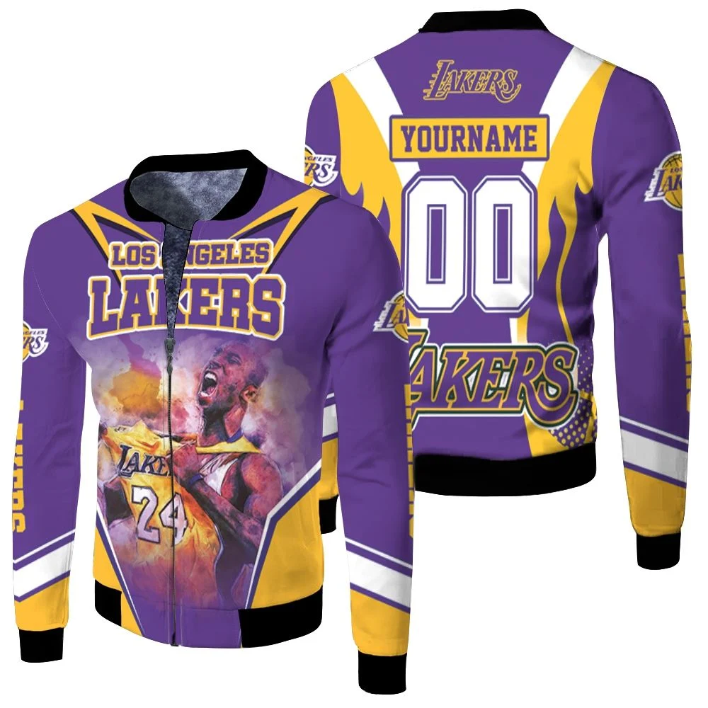Los Angeles Lakers Legend Kobe Bryant 24 Western Conference Fleece Bomber Jacket Los Angeles Lakers Legend Kobe Bryant 24 Western Conference Fleece Bomber Jacket