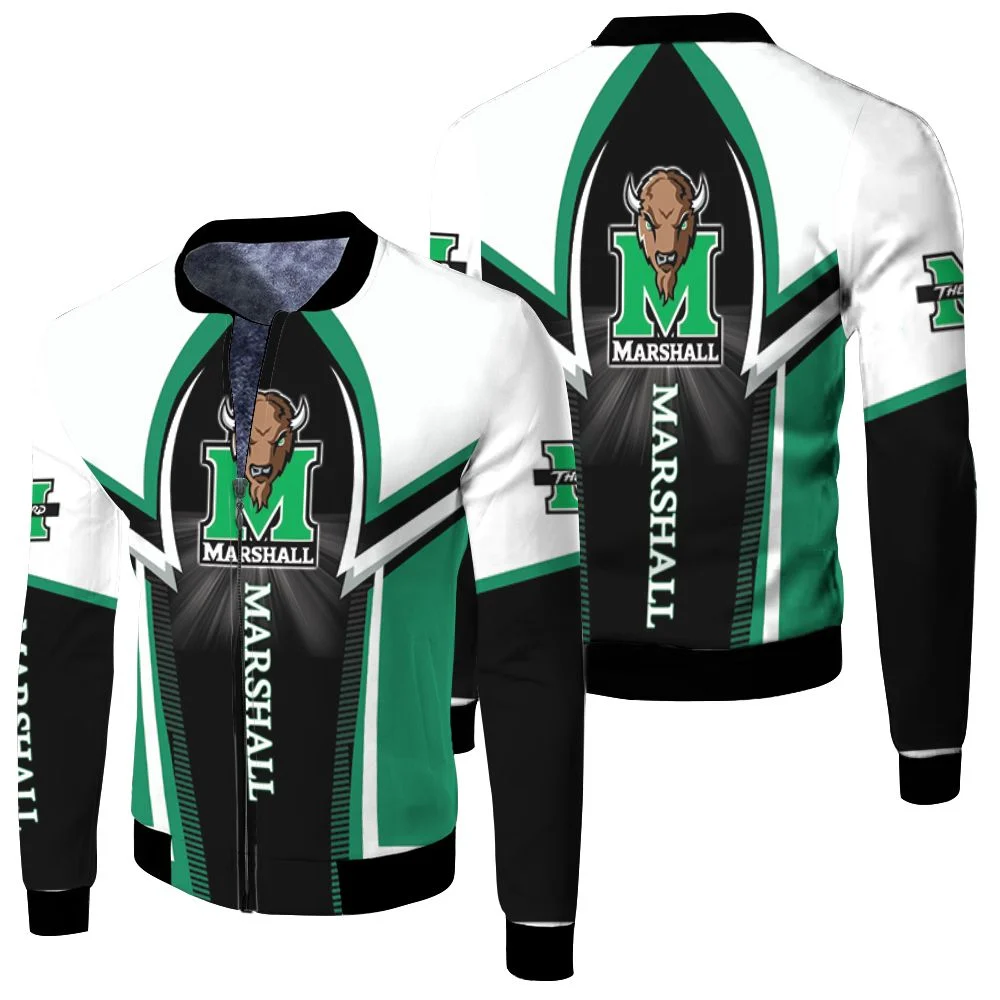 Marshall Thundering Herd Ncaa For Herd Fan 3d Jersey Fleece Bomber Jacket Marshall Thundering Herd Ncaa For Herd Fan 3d Jersey Fleece Bomber Jacket