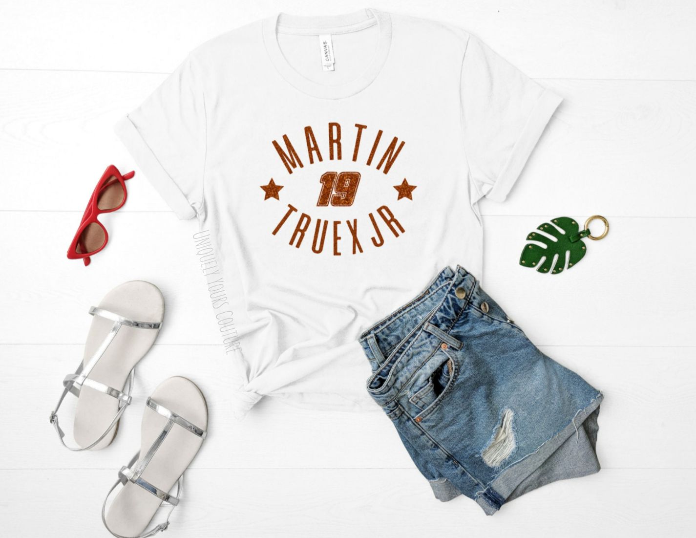 Martin Truex Jr 19 NASCAR Glitter Womens Tee Shirt Martin Truex Jr 19 NASCAR Glitter Womens Tee Shirt