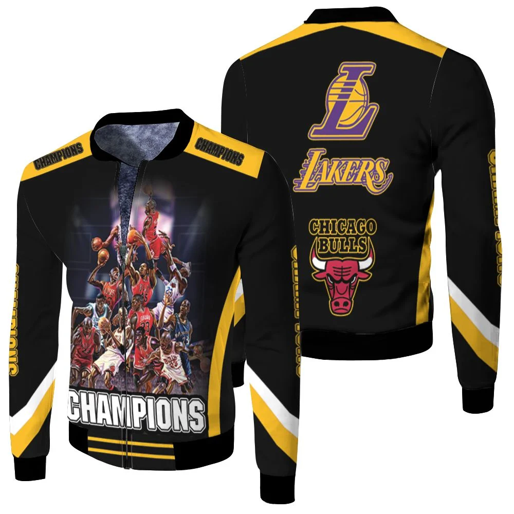 Michael Jordan Kobe Bryant Chicago Bulls La Lakers Legend Highlights 3d Printed.Psd Fleece Bomber Jacket Michael Jordan Kobe Bryant Chicago Bulls La Lakers Legend Highlights 3d Printed.Psd Fleece Bomber Jacket