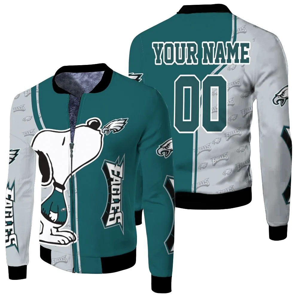 Philadelphia Eagles Snoopy 3d Printed Personalized Fleece Bomber Jacket Philadelphia Eagles Snoopy 3d Printed Personalized Fleece Bomber Jacket
