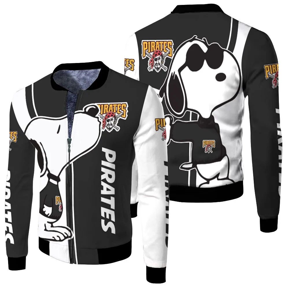 Pittsburgh Pirates Snoopy Lover 3d Printed Fleece Bomber Jacket Pittsburgh Pirates Snoopy Lover 3d Printed Fleece Bomber Jacket