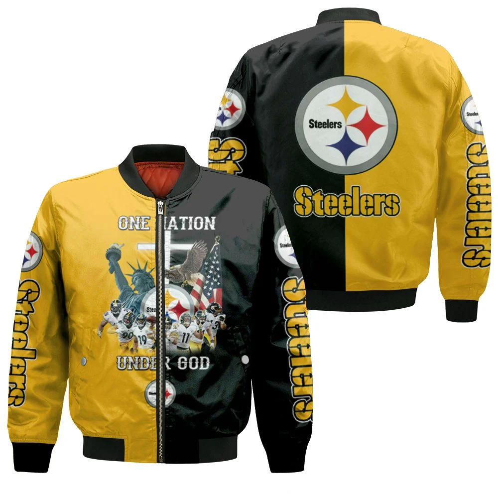 Pittsburgh Steelers One Nation Under God Great Players Team 2020 Nfl Season Jersey Bomber Jacket Pittsburgh Steelers One Nation Under God Great Players Team 2020 Nfl Season Jersey Bomber Jacket