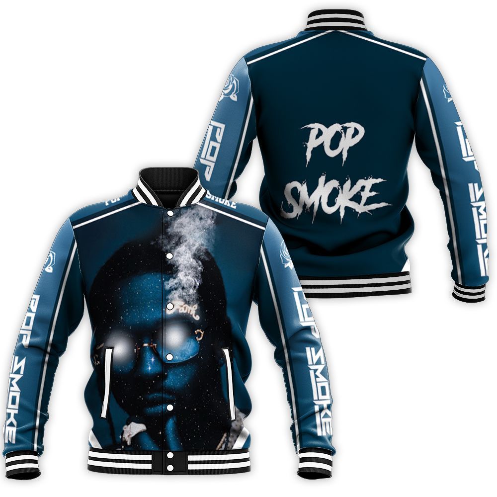 Pop Smoke Shoot Faith With The Universe Baseball Jacket Pop Smoke Shoot Faith With The Universe Baseball Jacket