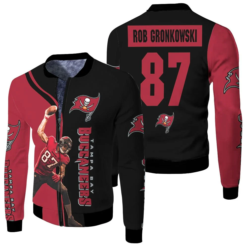 Rob Gronkowski 87 Tampa Bay Buccaneers Super Bowl 2021 Nfc South Division Champions Fleece Bomber Jacket Rob Gronkowski 87 Tampa Bay Buccaneers Super Bowl 2021 Nfc South Division Champions Fleece Bomber Jacket
