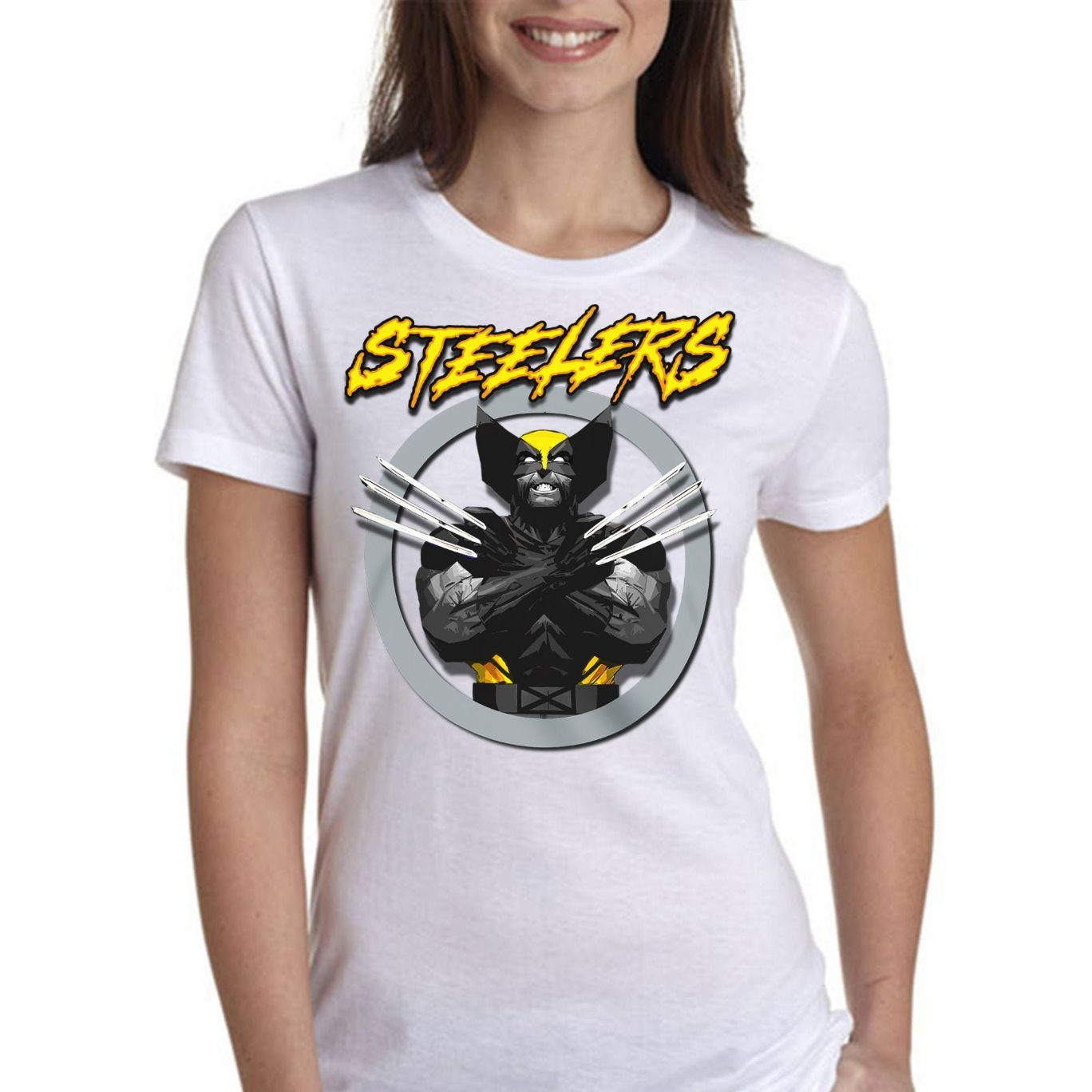 Steelers NFL Marvel Comic Wolverine Unisex Fitted Next Level T-Shirt Steelers NFL Marvel Comic Wolverine Unisex Fitted Next Level T-Shirt