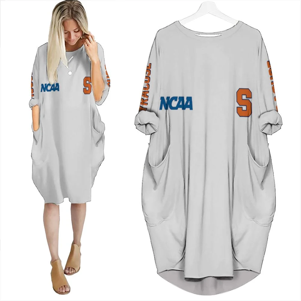 Syracuse Orange Ncaa Bomber Jacket 3d Batwing Pocket Dress Syracuse Orange Ncaa Bomber Jacket 3d Batwing Pocket Dress