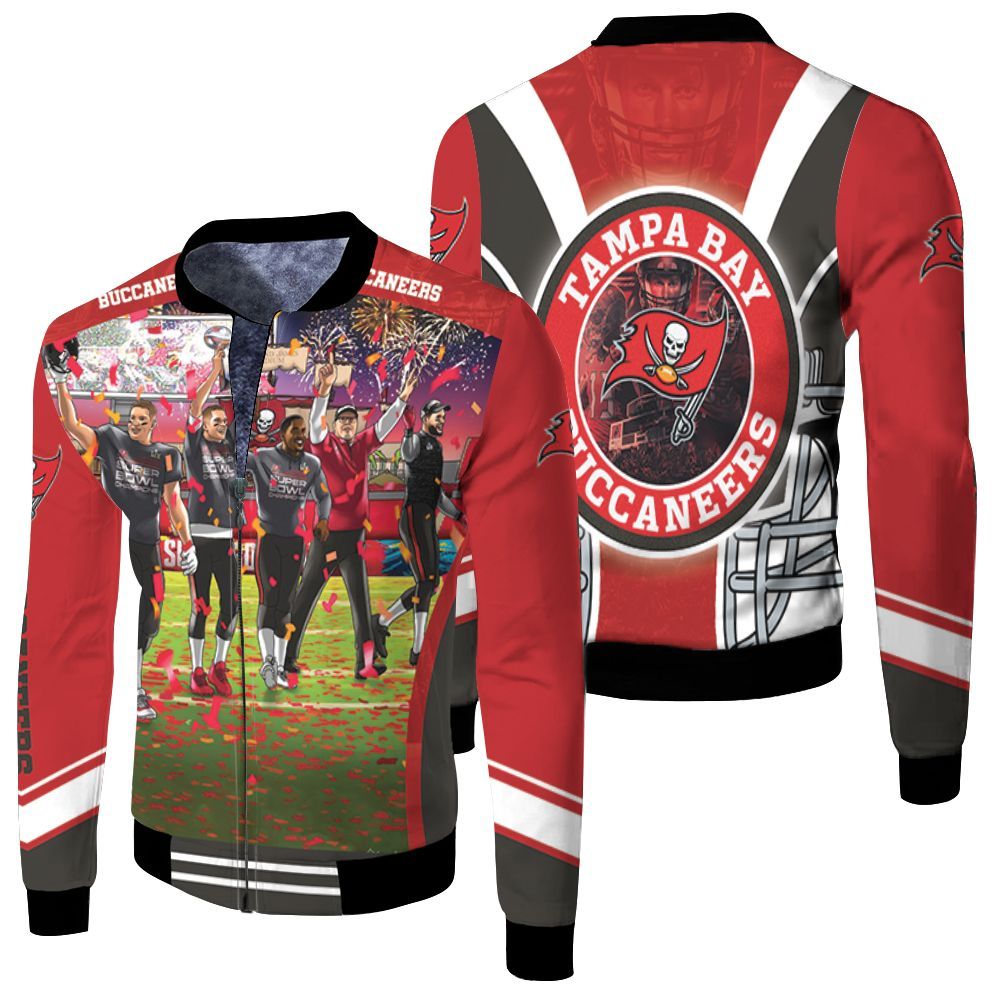 Tampa Bay Buccaneers 2021 Super Bowl Champions Fleece Bomber Jacket Tampa Bay Buccaneers 2021 Super Bowl Champions Fleece Bomber Jacket