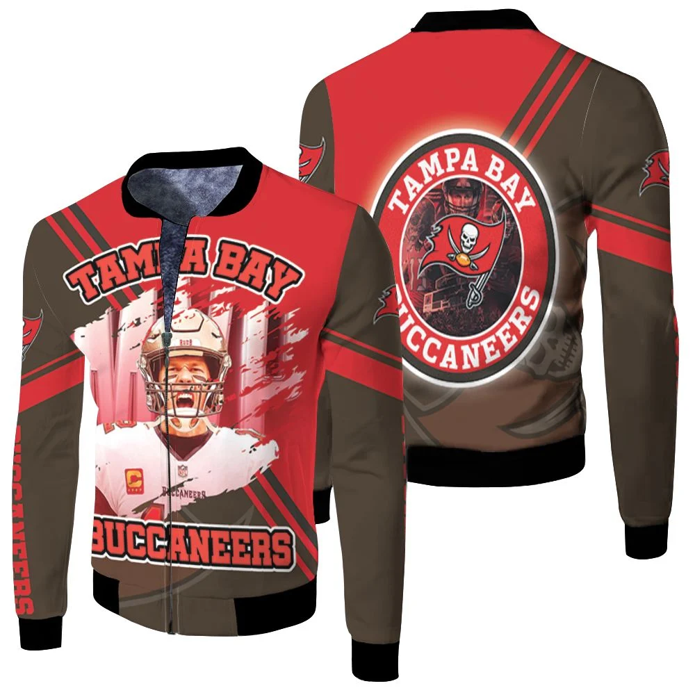 Tampa Bay Buccaneers Tom Brady 12super Bowl Champions 2021 Fleece Bomber Jacket Tampa Bay Buccaneers Tom Brady 12super Bowl Champions 2021 Fleece Bomber Jacket