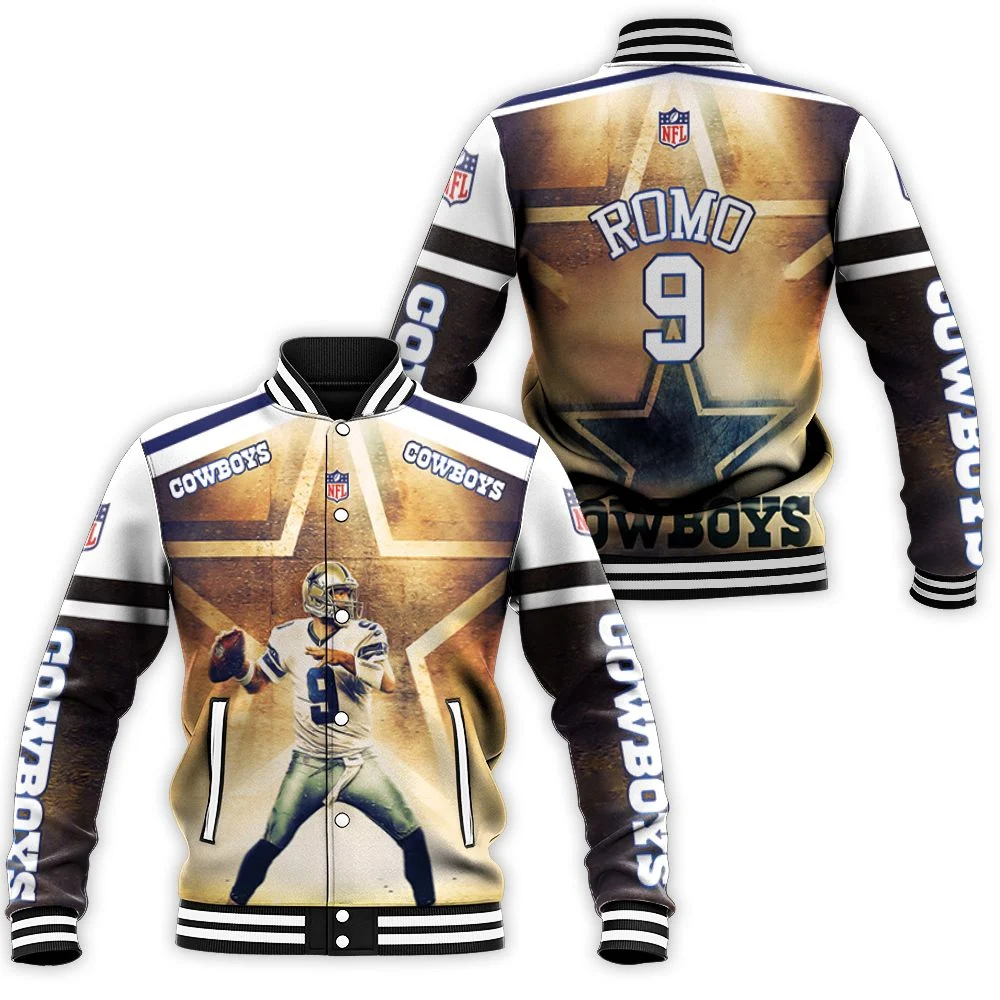Tony Romo 9 Dallas Cowboys 3d Baseball Jacket Tony Romo 9 Dallas Cowboys 3d Baseball Jacket