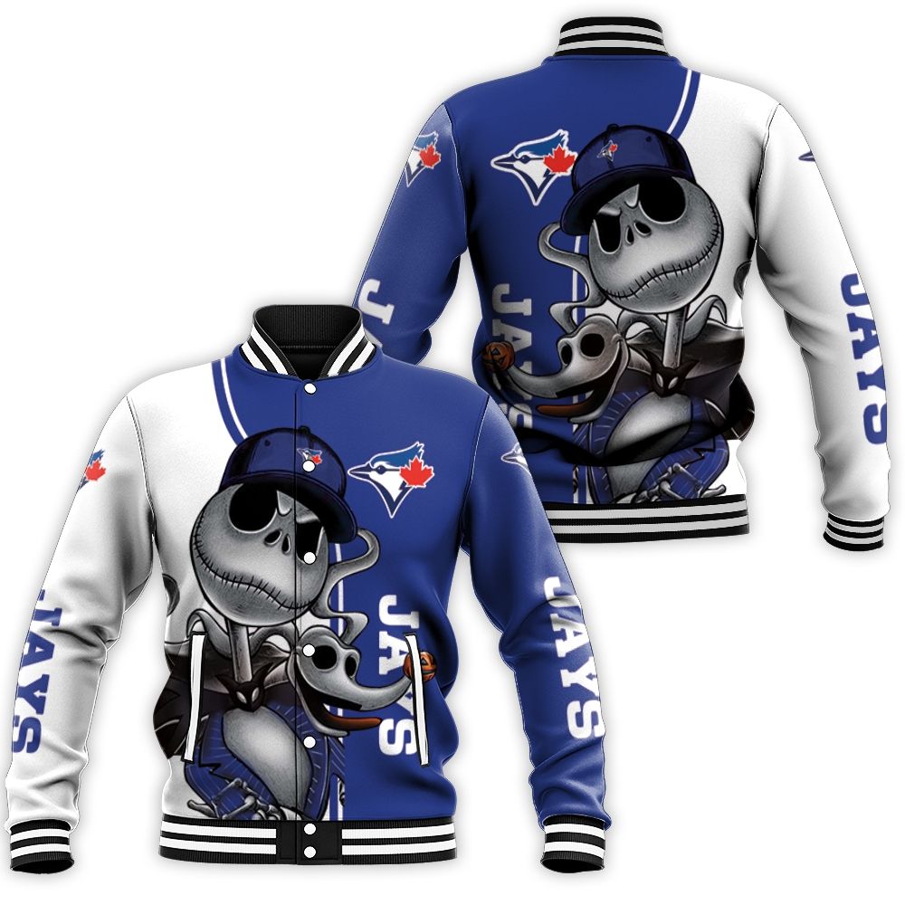 Toronto Blue Jays Jack Skellington And Zero Baseball Jacket Toronto Blue Jays Jack Skellington And Zero Baseball Jacket