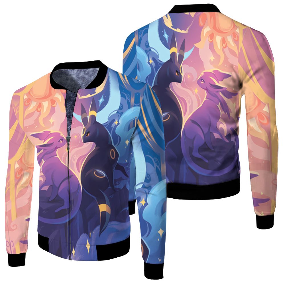 Umbreon And Espeon 3d Jersey Fleece Bomber Jacket Umbreon And Espeon 3d Jersey Fleece Bomber Jacket
