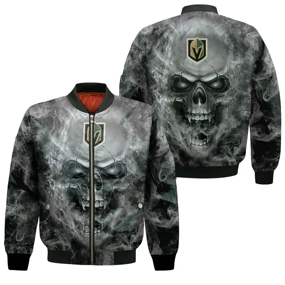 Vegas Golden Knights Nhl Fans Skull Bomber Jacket Vegas Golden Knights Nhl Fans Skull Bomber Jacket