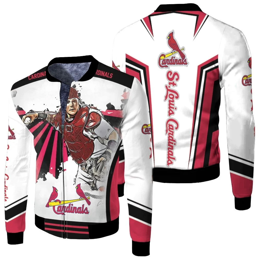 Yadier Molina St Louis Cardinals Trippy Spiral Pattern Fleece Bomber Jacket Yadier Molina St Louis Cardinals Trippy Spiral Pattern Fleece Bomber Jacket