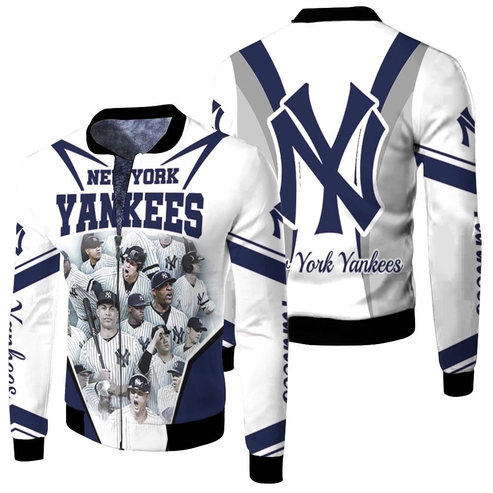 2018 New York Yankees Offical Yearbook For Fan Fleece Bomber Jacket 2018 New York Yankees Offical Yearbook For Fan Fleece Bomber Jacket