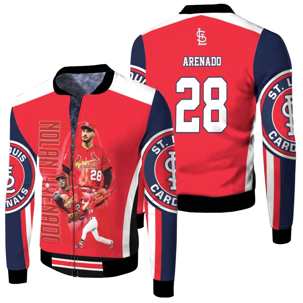 28 Arenado St Louis Cardinals Fleece Bomber Jacket 28 Arenado St Louis Cardinals Fleece Bomber Jacket