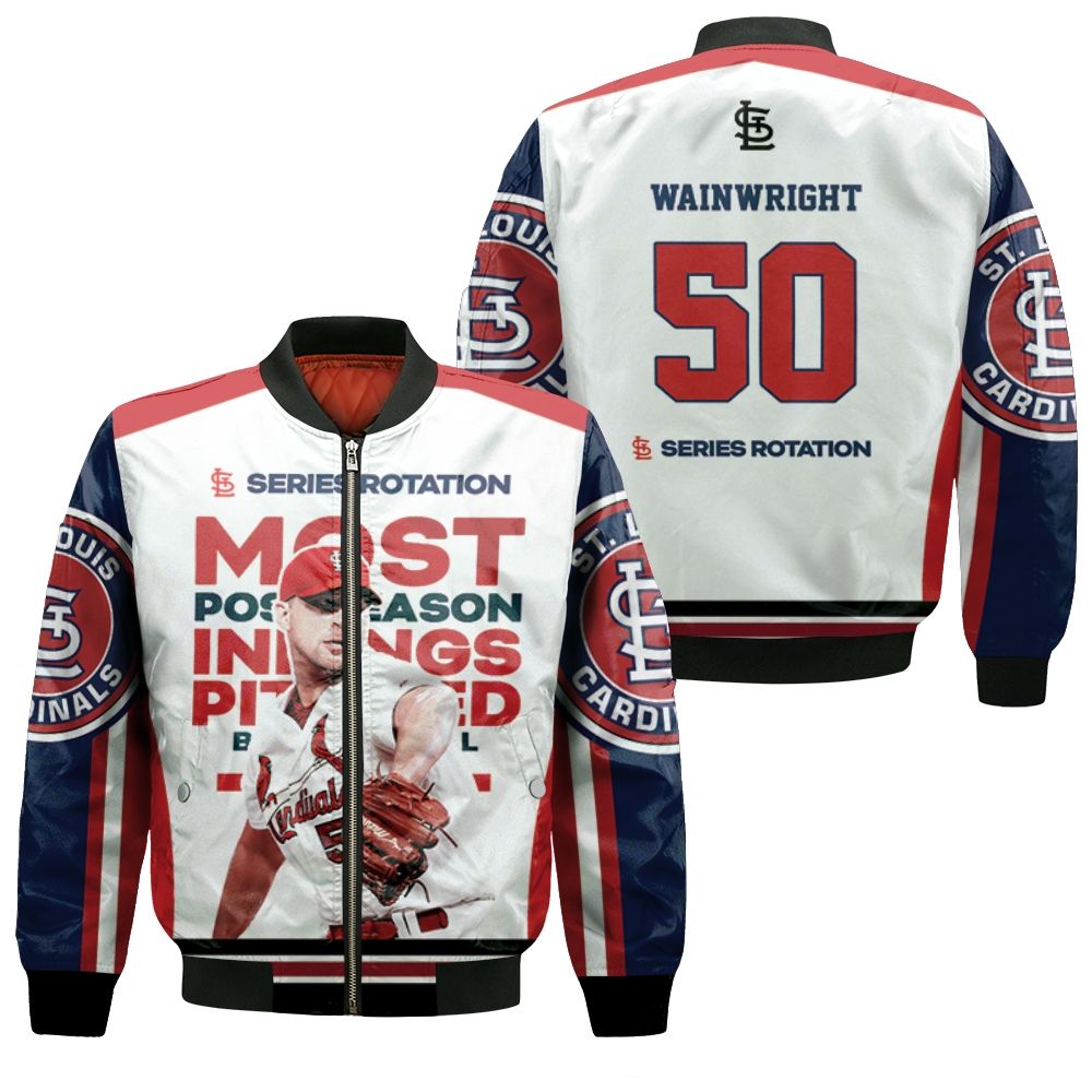50 Wainwright St Louis Cardinals Bomber Jacket 50 Wainwright St Louis Cardinals Bomber Jacket