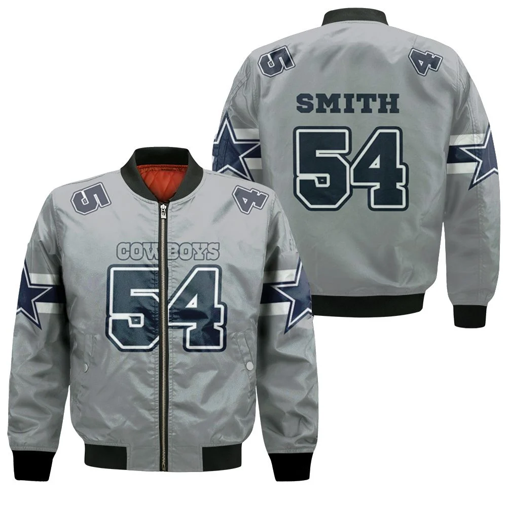 54 Jaylon Smith Cowboys Jersey Inspired Style Bomber Jacket 54 Jaylon Smith Cowboys Jersey Inspired Style Bomber Jacket