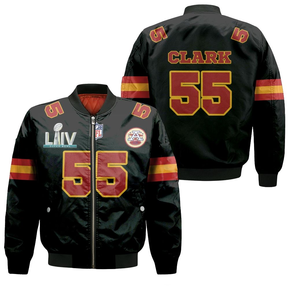 55 Frank Clark Kannas City 1 Jersey Inspired Style Bomber Jacket 55 Frank Clark Kannas City 1 Jersey Inspired Style Bomber Jacket