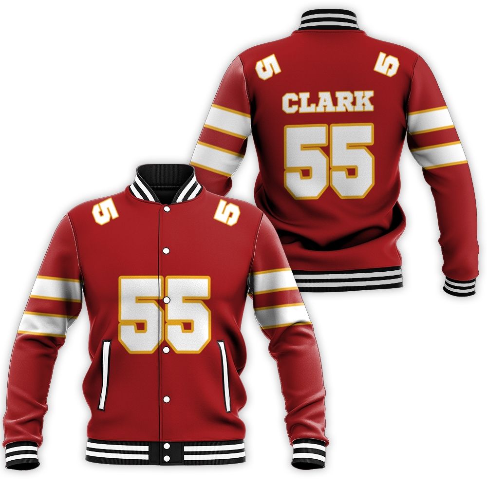 55 Frank Clark Kannas City Jersey Inspired Style Baseball Jacket 55 Frank Clark Kannas City Jersey Inspired Style Baseball Jacket