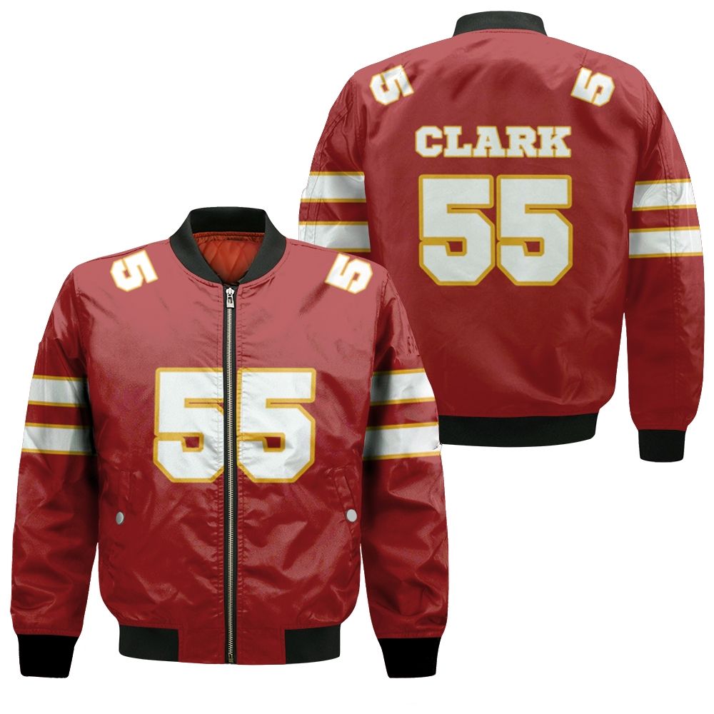 55 Frank Clark Kannas City Jersey Inspired Style Bomber Jacket 55 Frank Clark Kannas City Jersey Inspired Style Bomber Jacket