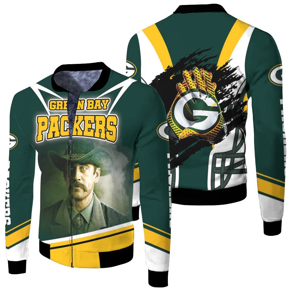 Aaron Rodgers Green Bay Packers For Fans Fleece Bomber Jacket Aaron Rodgers Green Bay Packers For Fans Fleece Bomber Jacket