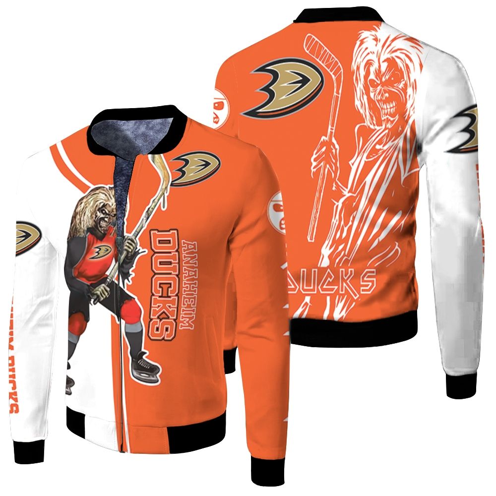 Anaheim Ducks And Zombie For Fans Fleece Bomber Jacket Anaheim Ducks And Zombie For Fans Fleece Bomber Jacket
