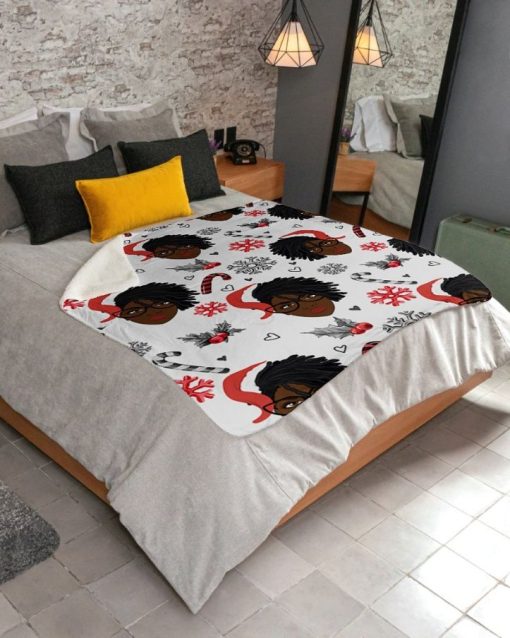 Black Women Christmas Pattern 10 3d Fleece Blanket Quilt Blanket