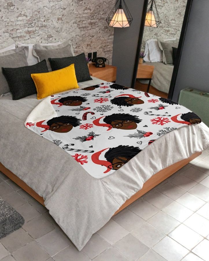 Black Women Christmas Pattern 10 3d Fleece Blanket Quilt Blanket Black Women Christmas Pattern 10 3d Fleece Blanket Quilt Blanket
