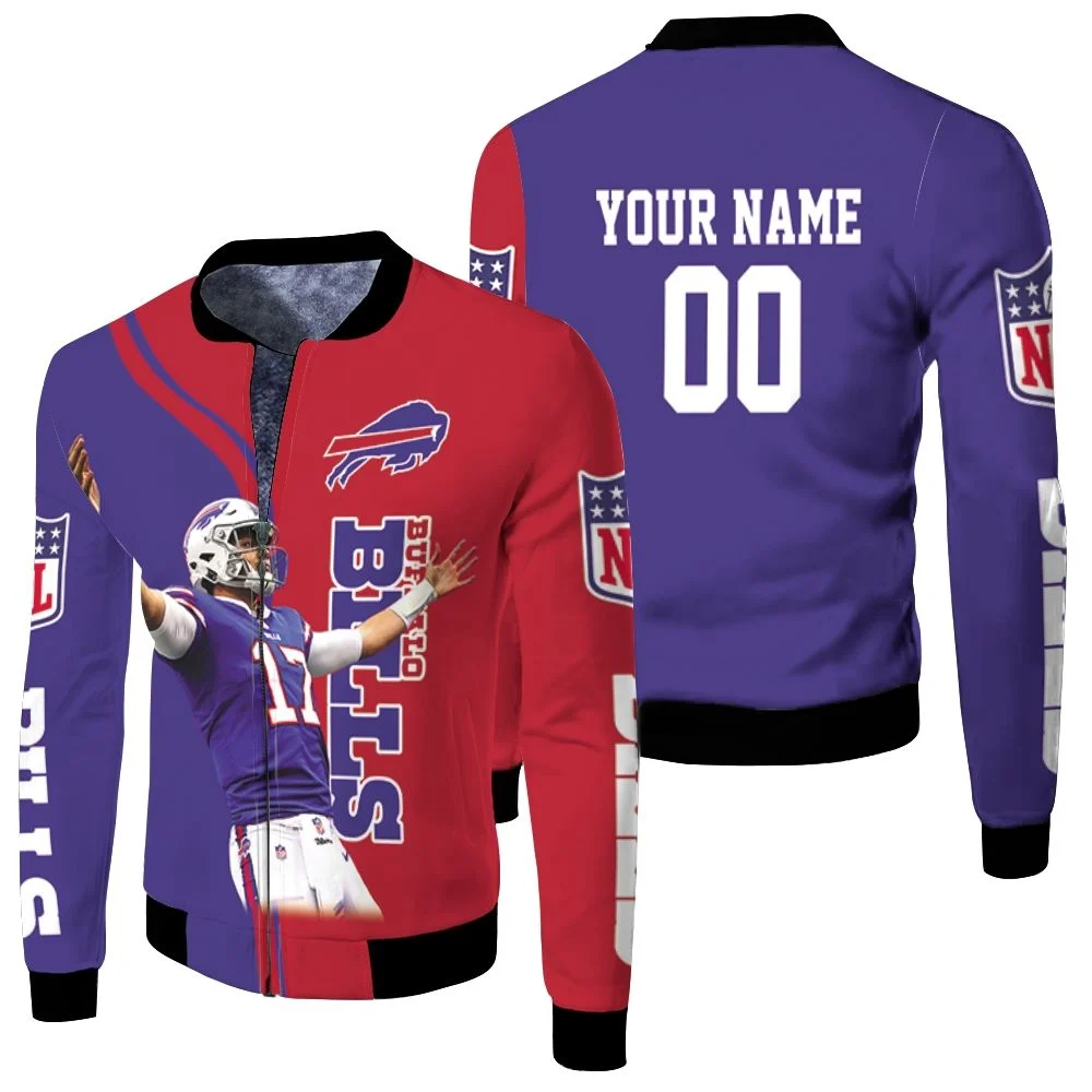 Buffalo Bills Number 17 Josh Allen Personalized Fleece Bomber Jacket Buffalo Bills Number 17 Josh Allen Personalized Fleece Bomber Jacket