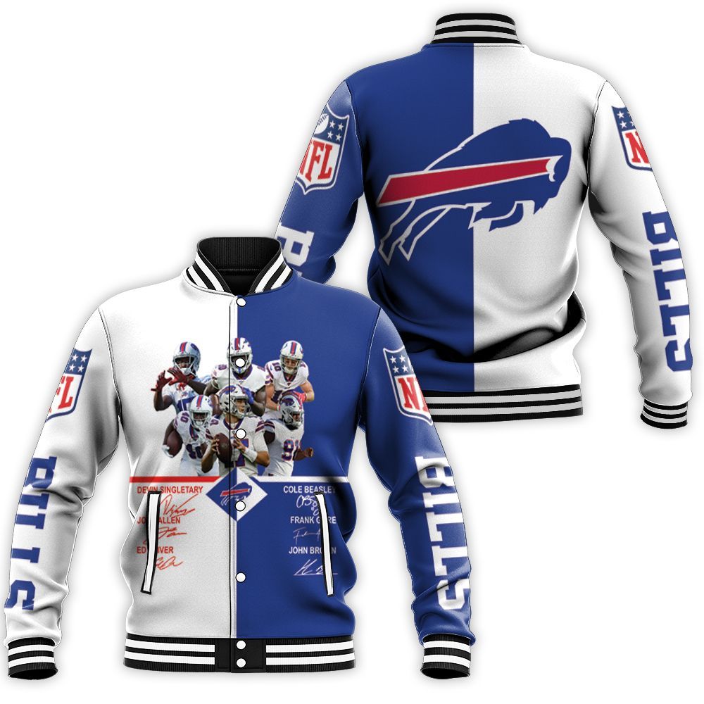 Buffalo Bills Players Signed 3d Jersey Baseball Jacket Buffalo Bills Players Signed 3d Jersey Baseball Jacket