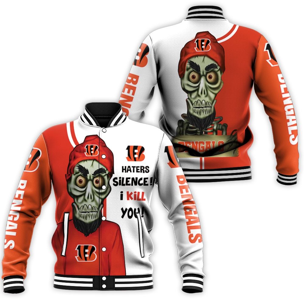 Cincinnati Bengals Haters I Kill You 3d Baseball Jacket Cincinnati Bengals Haters I Kill You 3d Baseball Jacket