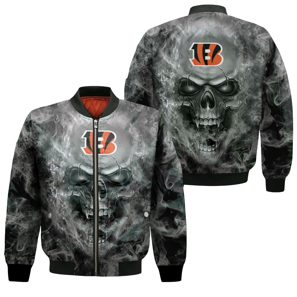 Cincinnati Bengals Nfl Fans Skull Bomber Jacket Cincinnati Bengals Nfl Fans Skull Bomber Jacket