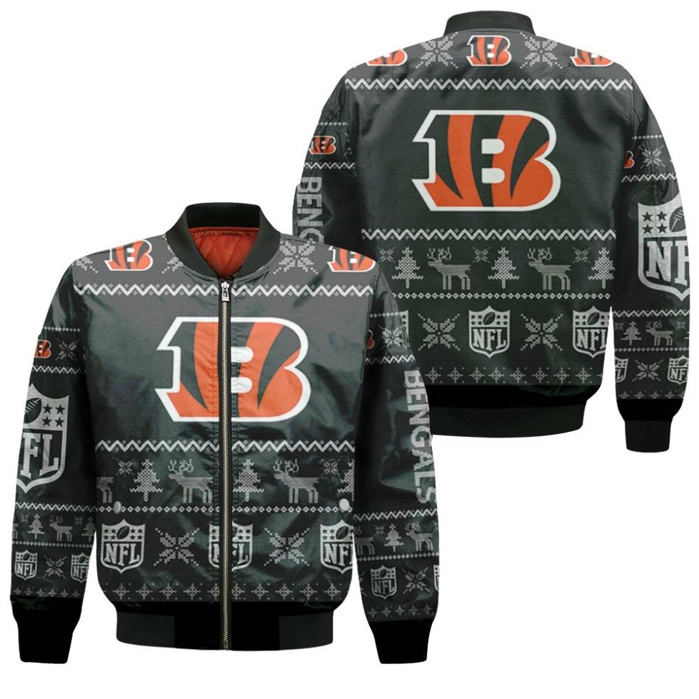 Cincinnati Bengals Ugly Sweatshirt Christmas 3d Bomber Jacket Cincinnati Bengals Ugly Sweatshirt Christmas 3d Bomber Jacket