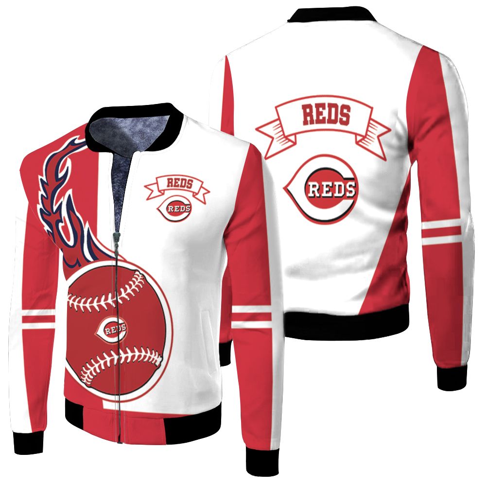 Cincinnati Reds 3d Fleece Bomber Jacket Cincinnati Reds 3d Fleece Bomber Jacket