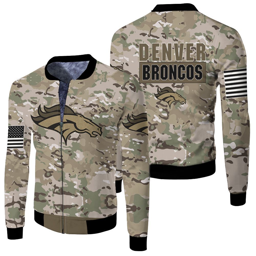 Denver Broncos Camo Pattern 3d Jersey Fleece Bomber Jacket Denver Broncos Camo Pattern 3d Jersey Fleece Bomber Jacket