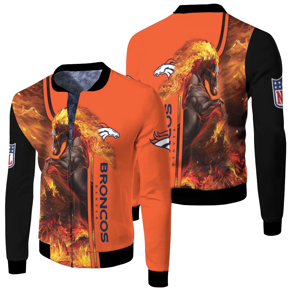 Denver Broncos Horse Nfl Fan For Fan 3d Jersey Fleece Bomber Jacket Denver Broncos Horse Nfl Fan For Fan 3d Jersey Fleece Bomber Jacket