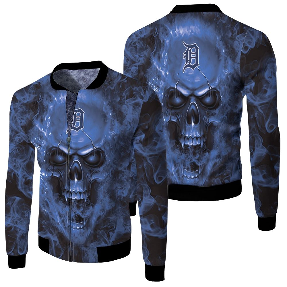 Detroit Tigers Mlb Fans Skull Fleece Bomber Jacket Detroit Tigers Mlb Fans Skull Fleece Bomber Jacket